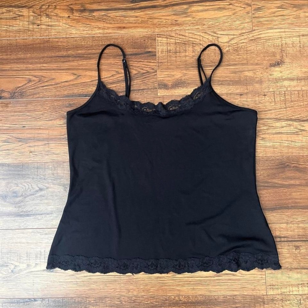 Y2K Black Lace Cami Tank Stretch Women S Minimalist Fairy Grunge Goth Whimsygoth